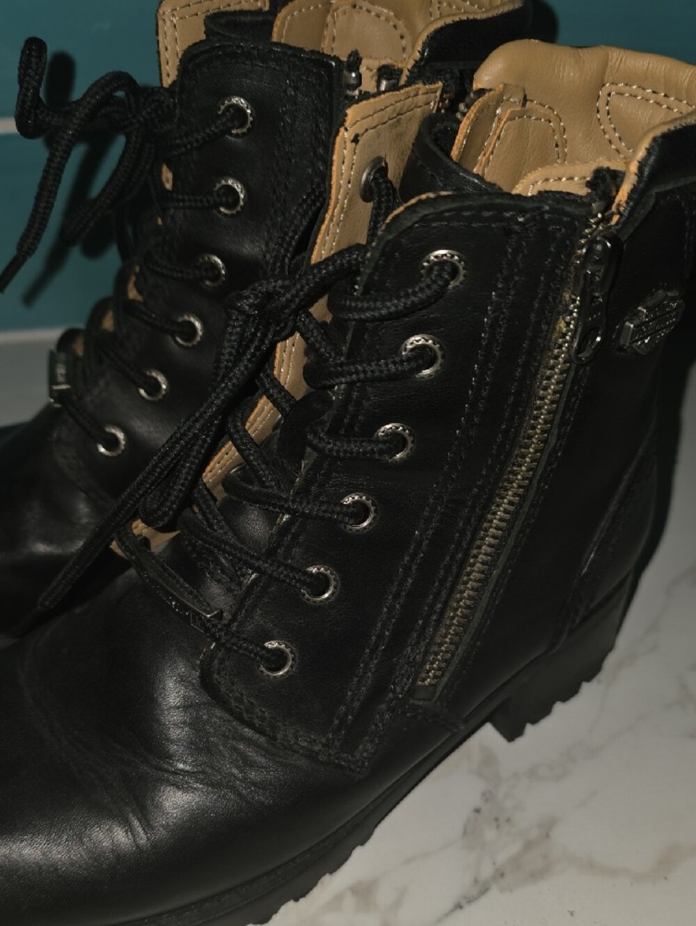 Harley-Davidson Alysa Black Leather Motorcycle Boots with Side Zippers Size 6.5 - Picture 12 of 12